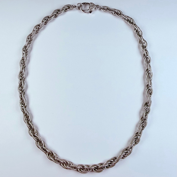 Judith Ripka Cubic Zirconia CZ Twisted Links Chain Sterling Silver 925 Necklace - Picture 2 of 7